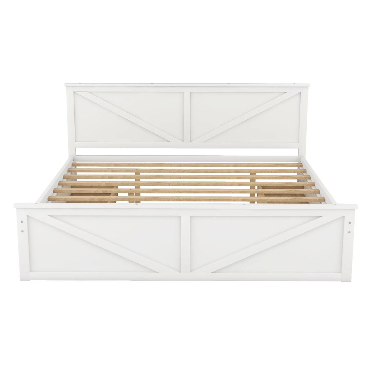 White King Size Wood Bed Frame with Storage Drawers B45872