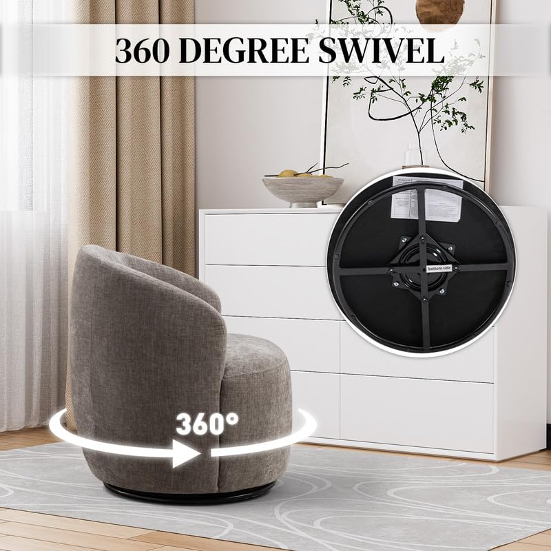 Set of 2 Chenille Swivel Barrel Chair G9507