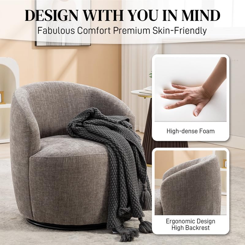 Set of 2 Chenille Swivel Barrel Chair G9507