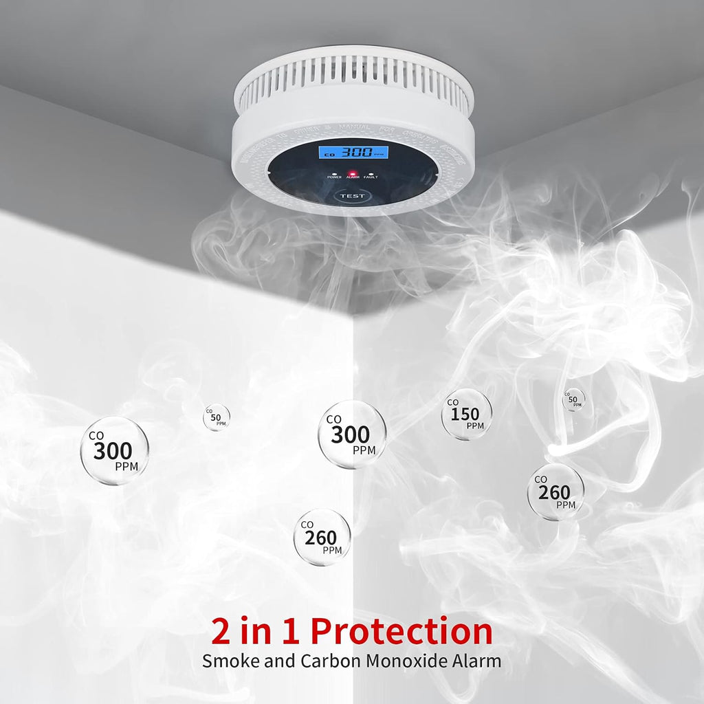 Smoke and Carbon Monoxide Alarm Detector with Photoelectric Sensor D489