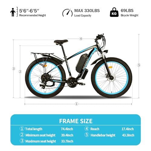 26'' Fat Tire Electric Bicycle with 750W Motor and 48V 13Ah Lithium Battery A439