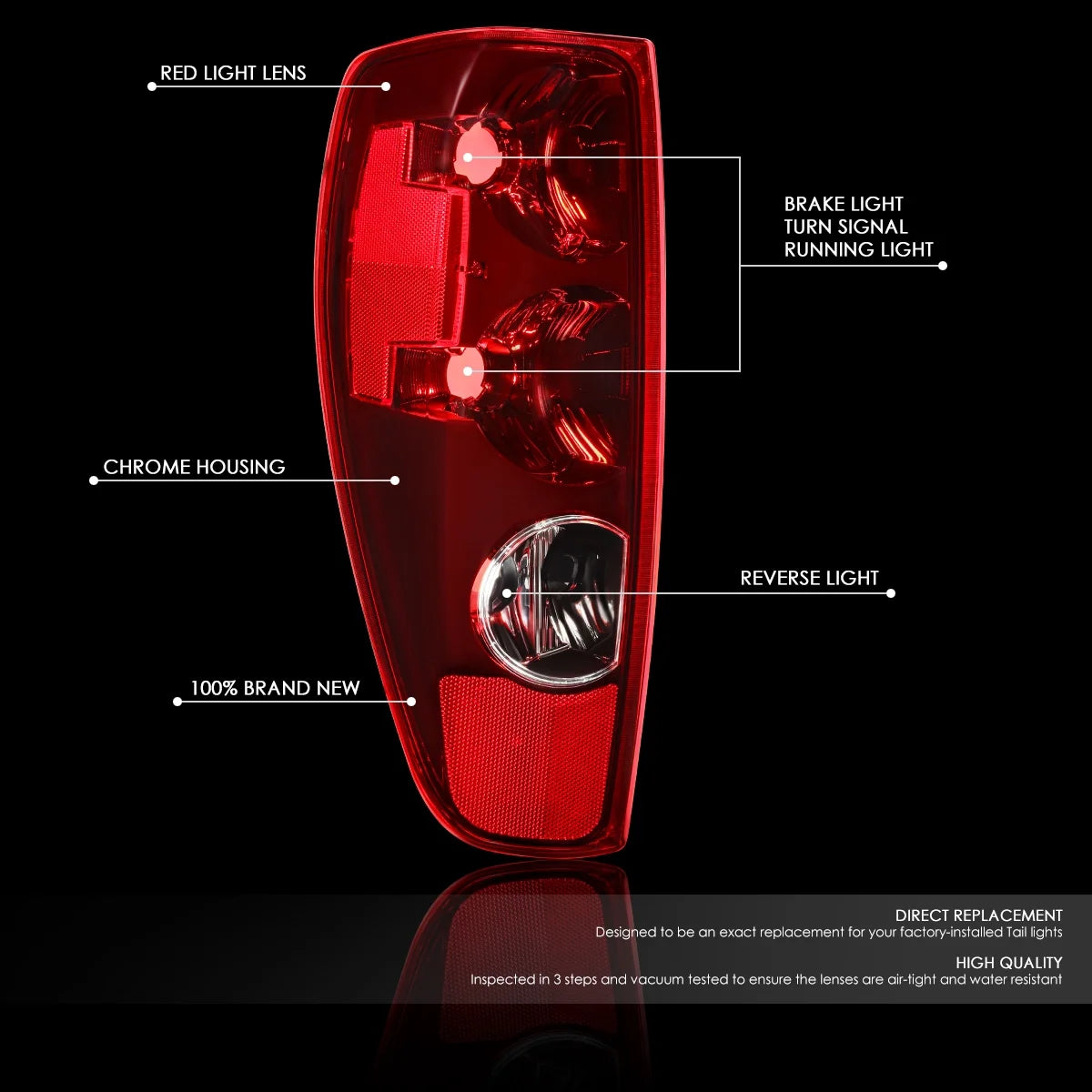 Rear Brake Lamp Tail Lights Red Lens Left Side C760
