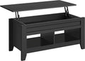 Black Wood Lift Up Coffee Table with Hidden Storage and 2 Open Shelves W485346