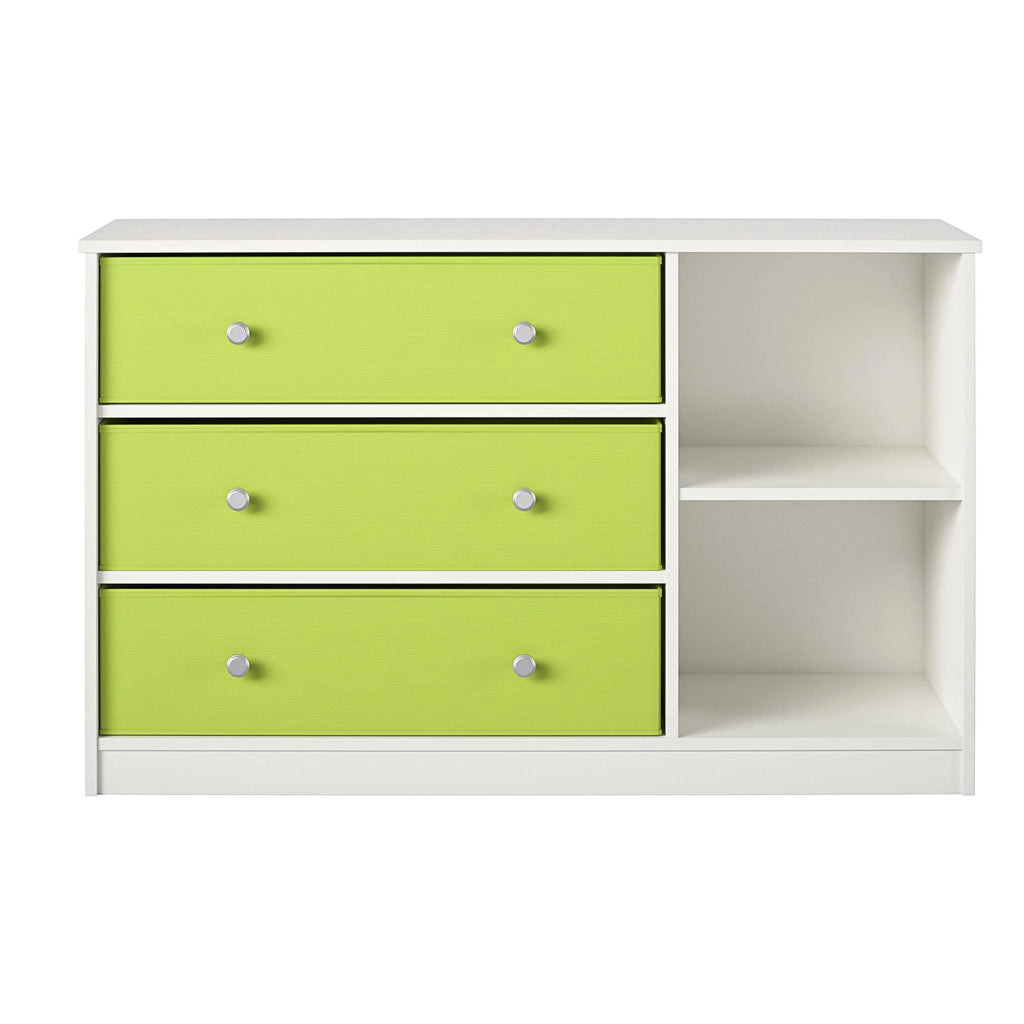 White Wide Dresser with 3 Fabric Bins Y6926