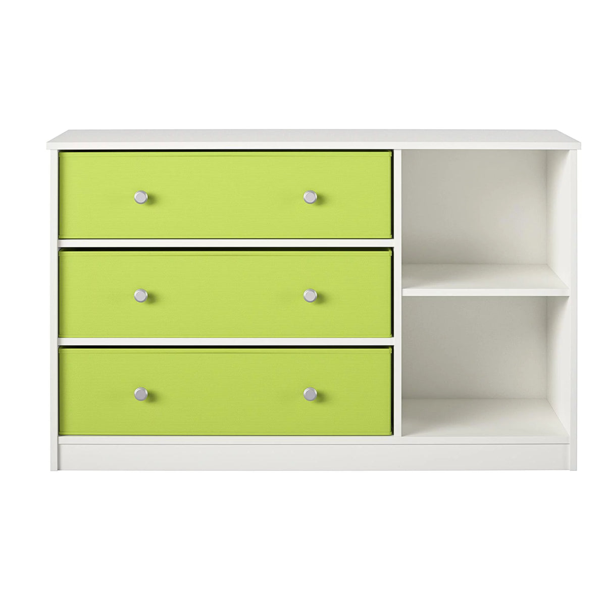 White Wide Dresser with 3 Fabric Bins Y6926