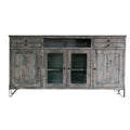 70 Inch 2 Drawer 4 Door Gray Solid Wood TV Entertainment Console D7641