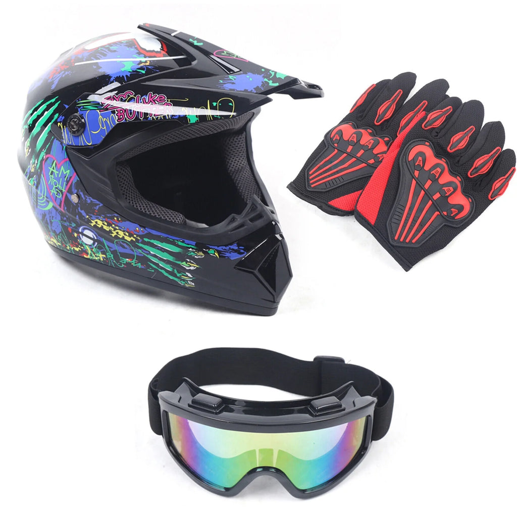 DOT Motocross Helmet Gloves Goggles Combo V4619