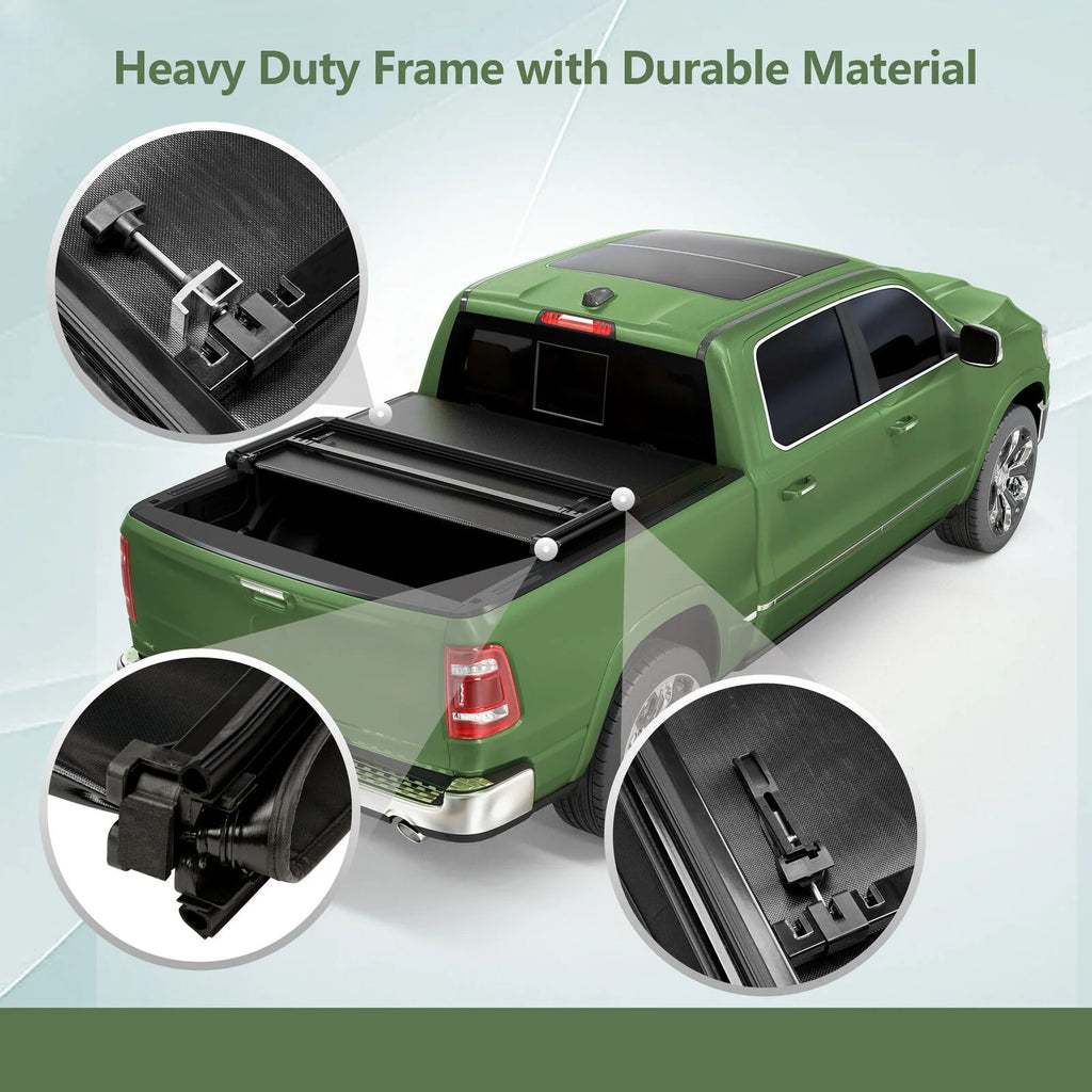 6ft Soft Tri-fold Truck Bed Tonneau Cover with led lamp R8712