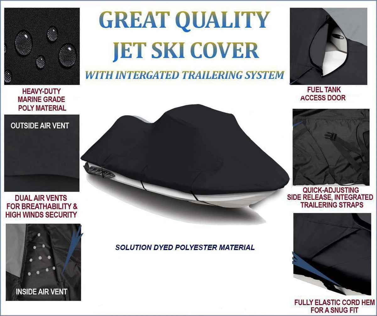 Black 600 Denier Jet Ski PWC Cover 3 Seater L3623