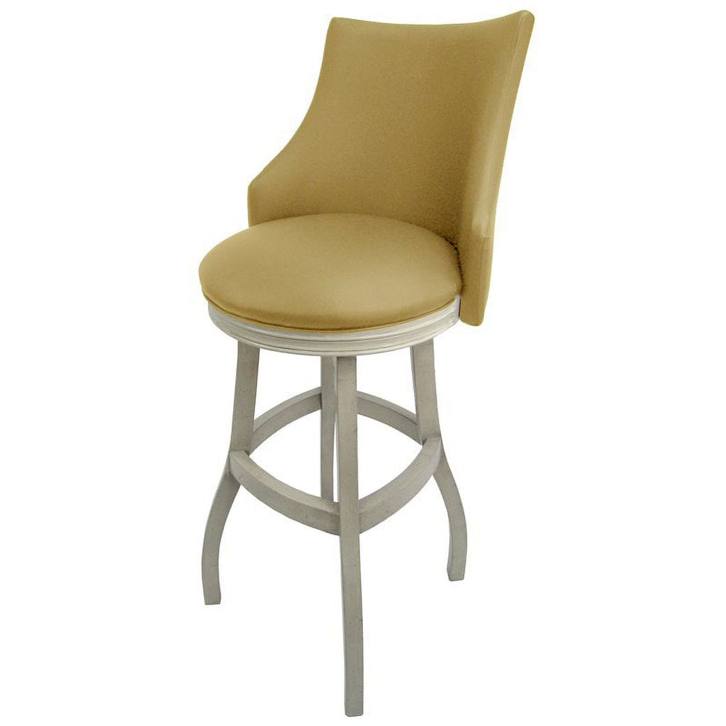 Tan & White Swivel Wood Bar Stool Set of 2 A617