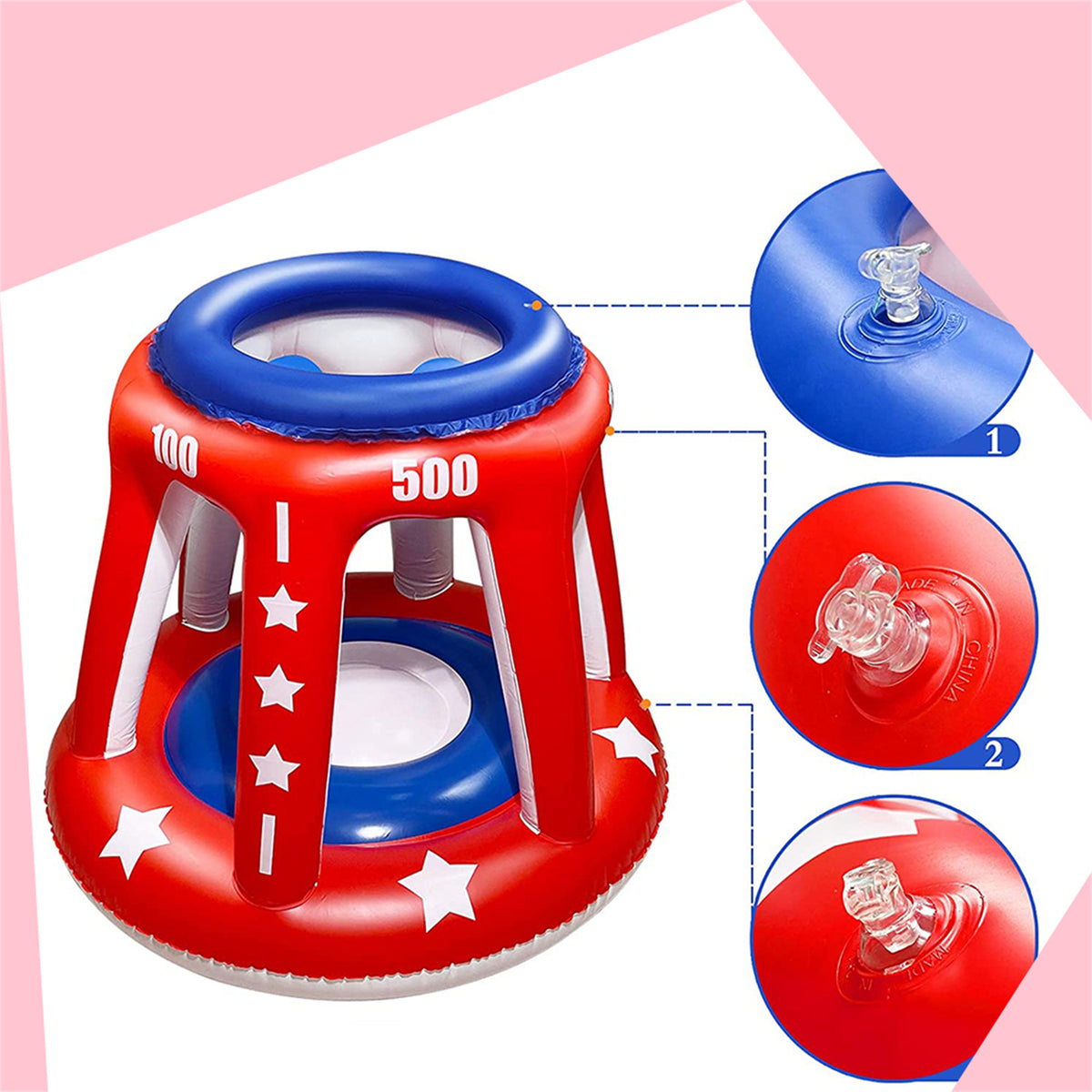 Giant Inflatable Pool Basketball Hoop with 3 Balls 6 Score Hole Q3307