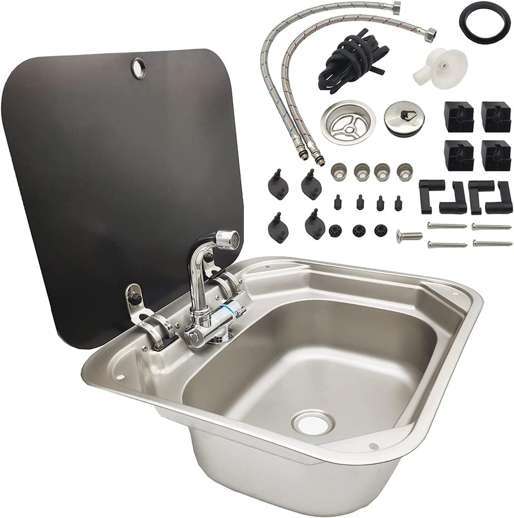 Single Bowl Stainless Steel Kitchen Basin Sink with Tempered Glass Lid B8885