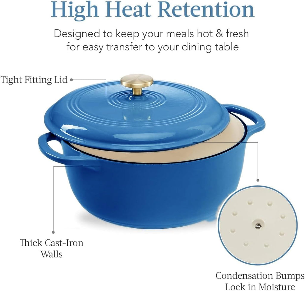 7.5 Quart Enamel Cast-Iron Round Dutch Oven with Lid K344948