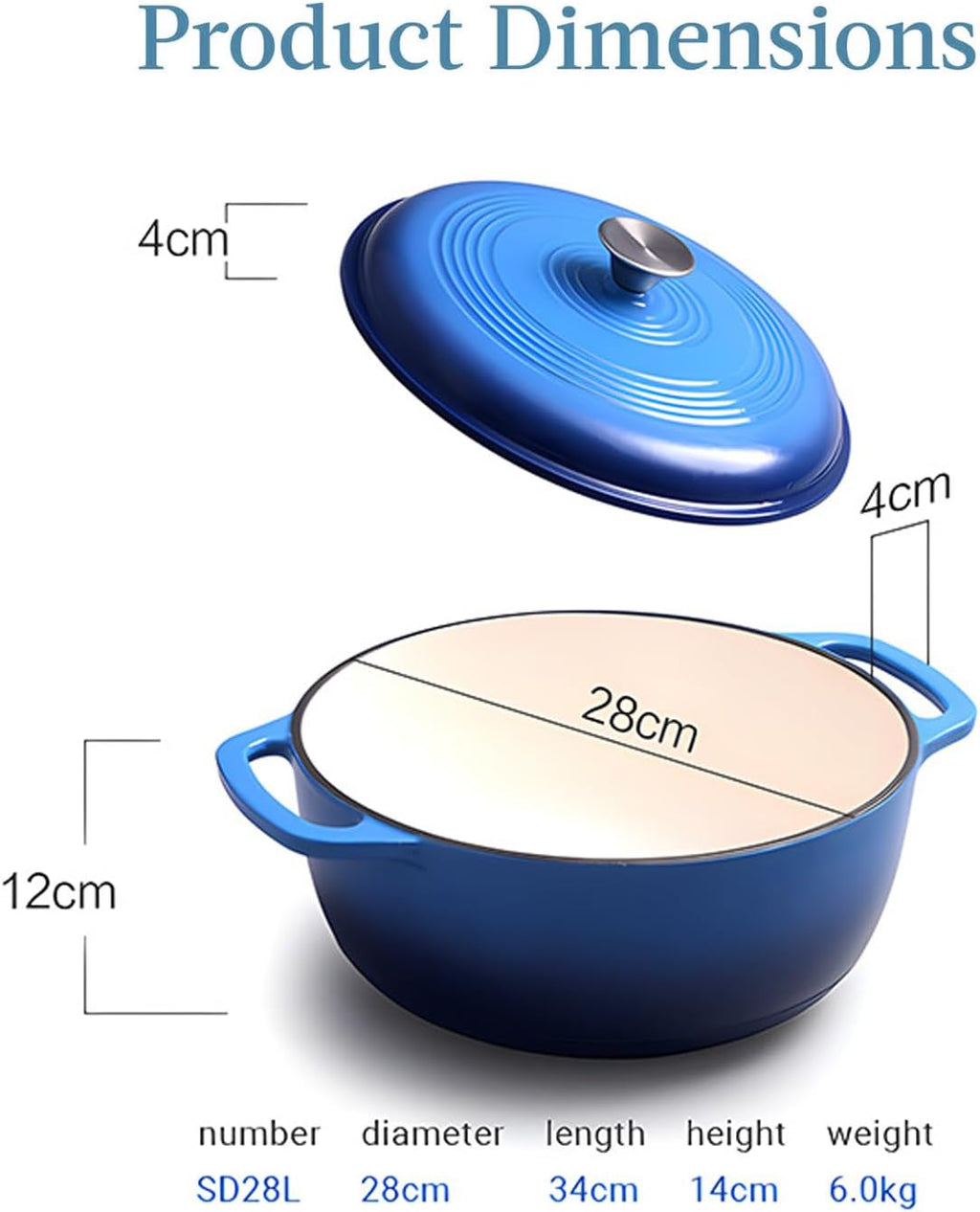 7.5 Quart Enamel Cast-Iron Round Dutch Oven with Lid K344948