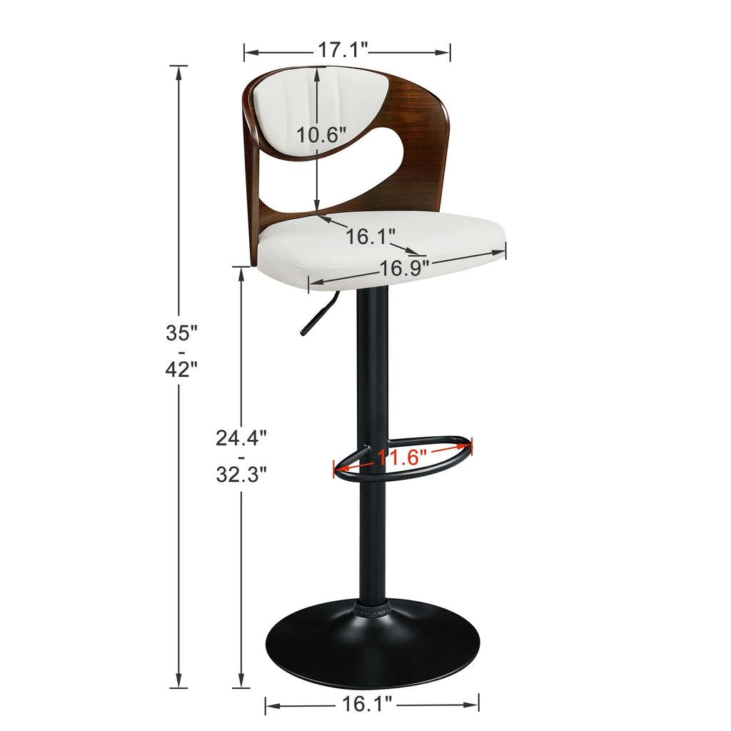 White Adjustable Swivel Bar Stools Set of 2 N962085