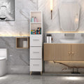 Ivory White Freestanding Storage Cabinet with 2 Open Shelves and Cupboard L3280
