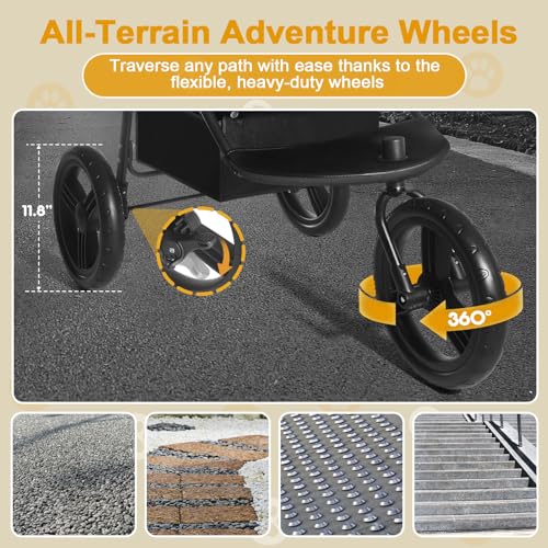 Black 3 in 1 Pet Stroller with Removable Carrier G976378