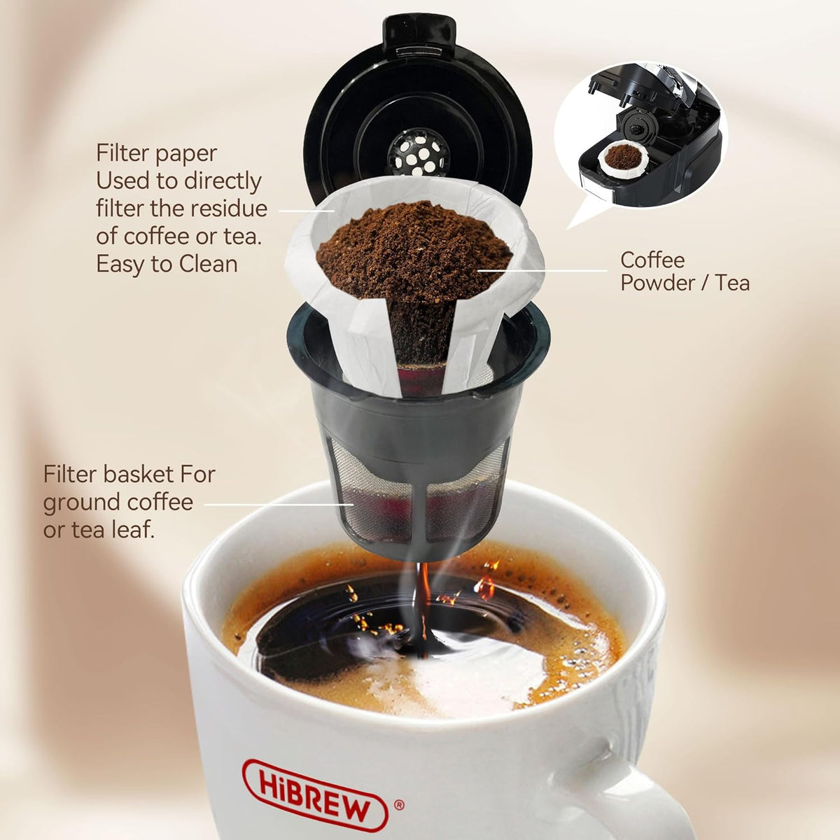 Single Serve Coffee Maker, Black U586063