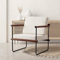 Walnut Boucle Accent Chair with Metal and Wooden Frame A687062