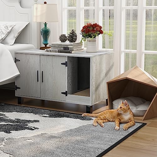 Pine Wooden Cat Litter Box Enclosure K89551