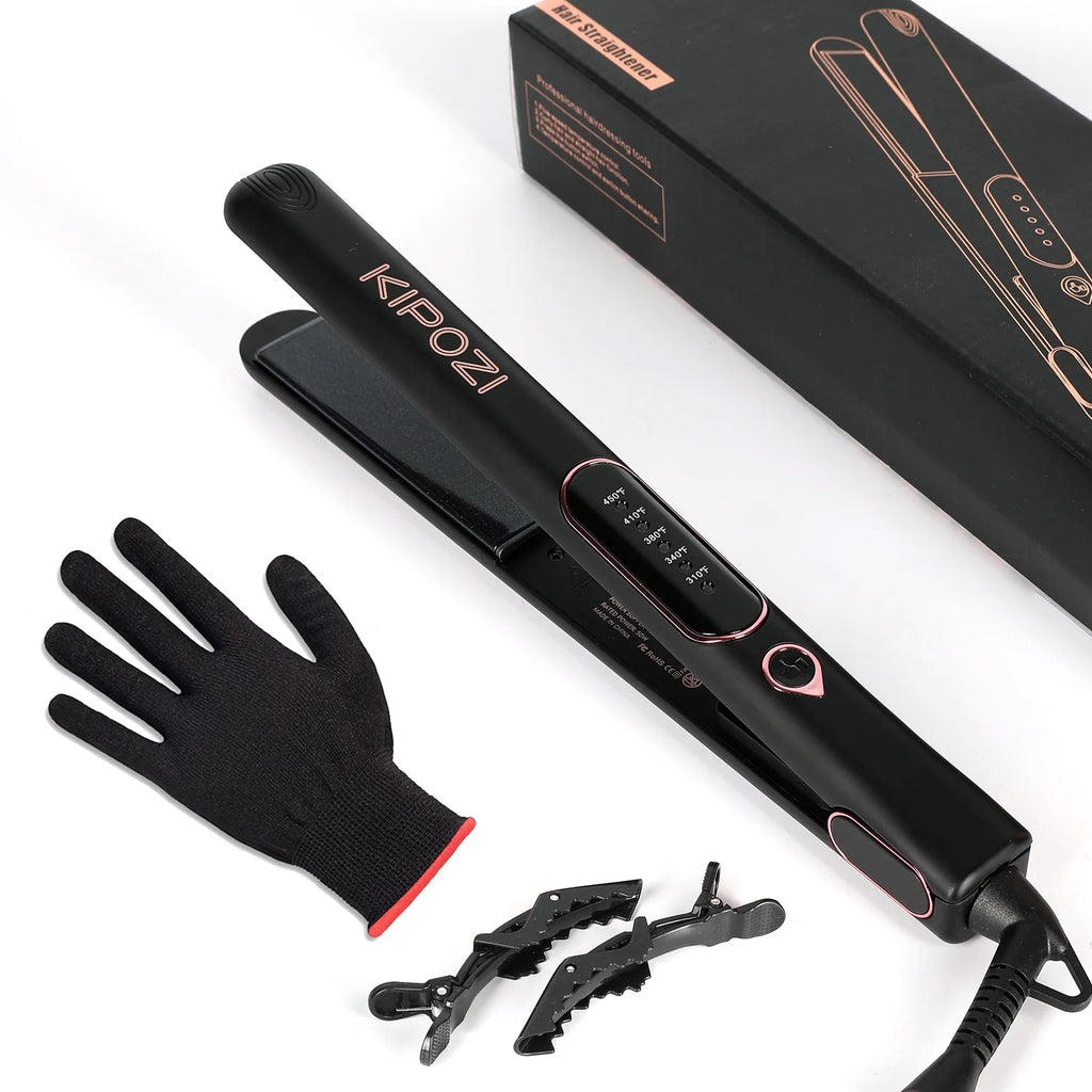 Black 1" Tourmaline Ceramic 2 In 1 Flat Iron Hair Straightener F1350