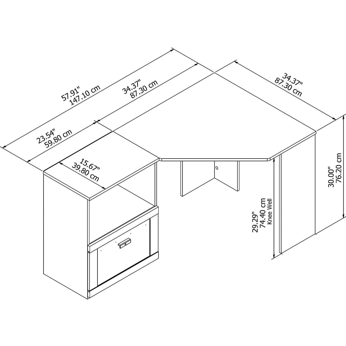 Corner Desk with Lateral File Cabinet E137450