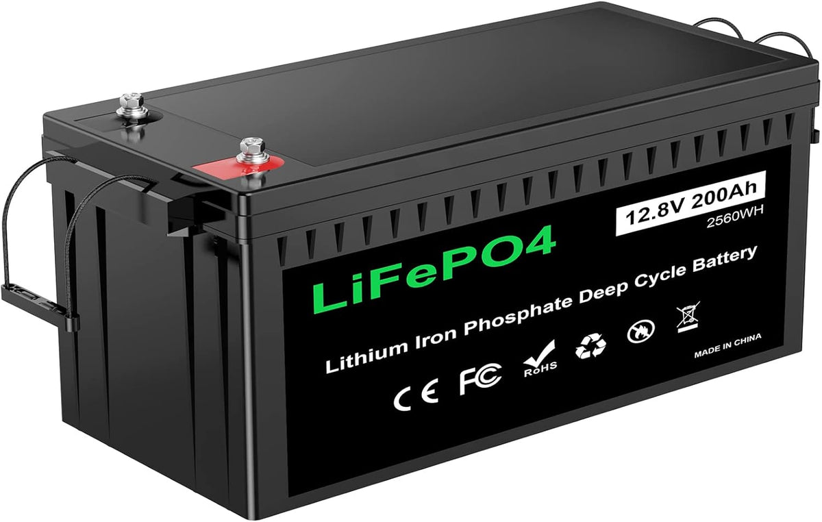 12V 200Ah Plus Lithium Battery, LiFePO4 RV Deep Cycle Rechargeable Battery, Built-in 200A BMS T23481