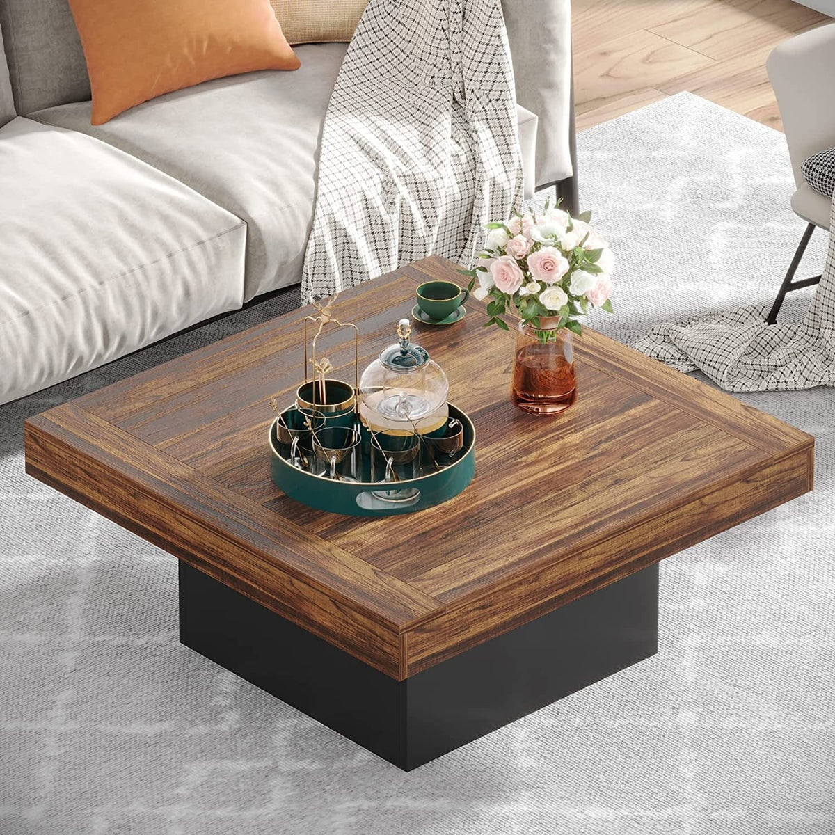 Brown Square LED Coffee Table M392879