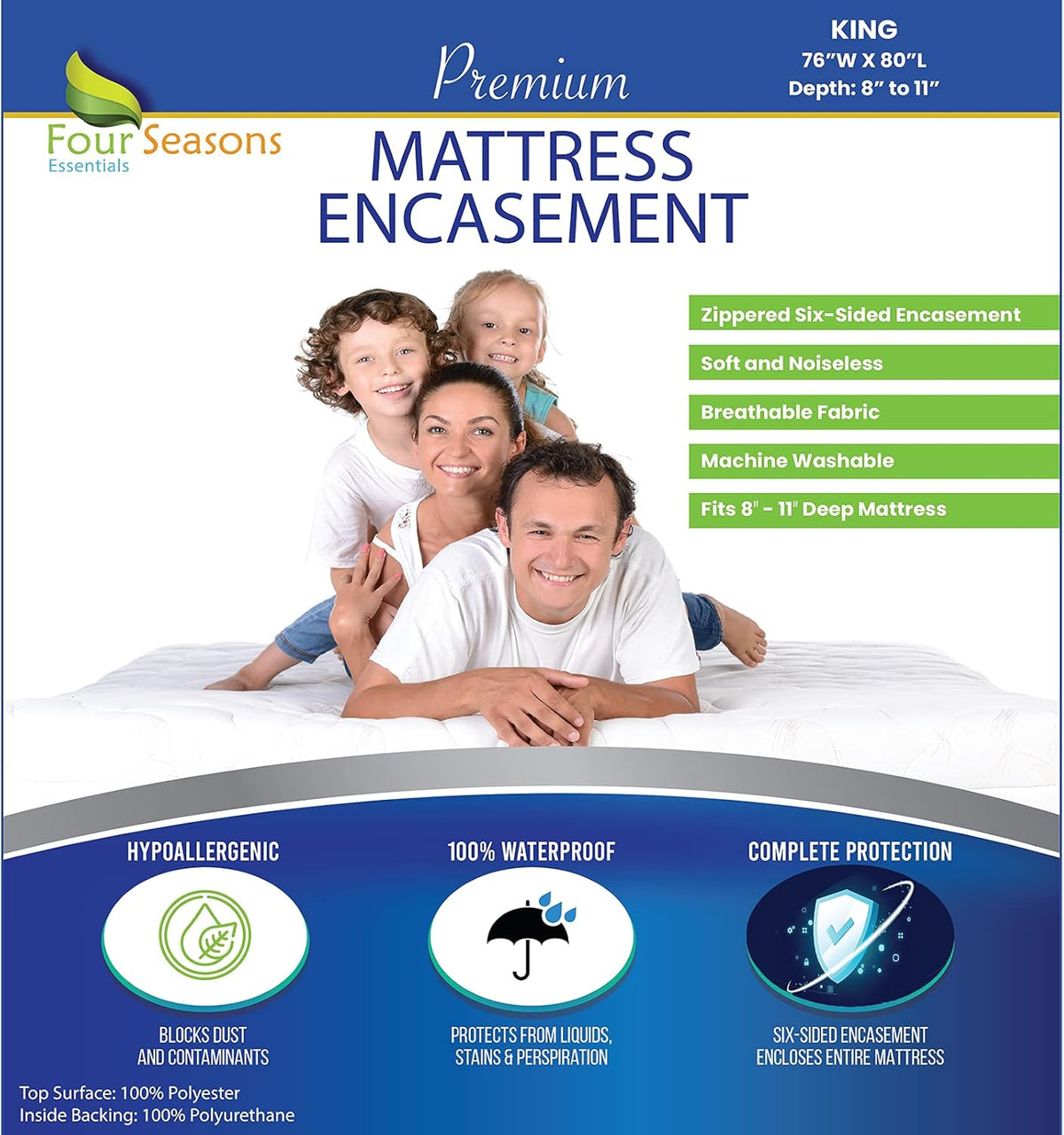 Waterproof Zippered Mattress Protector Bed Cover P88437