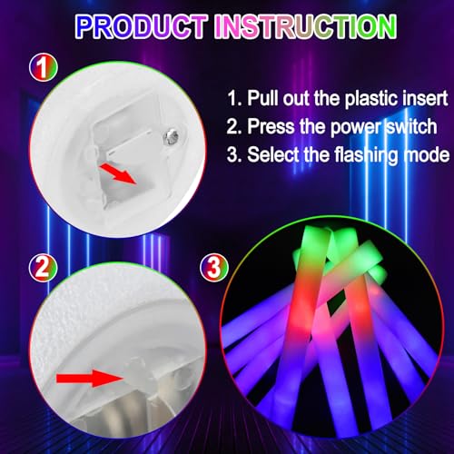 20 Pack LED Light Up Foam Glow Sticks W696