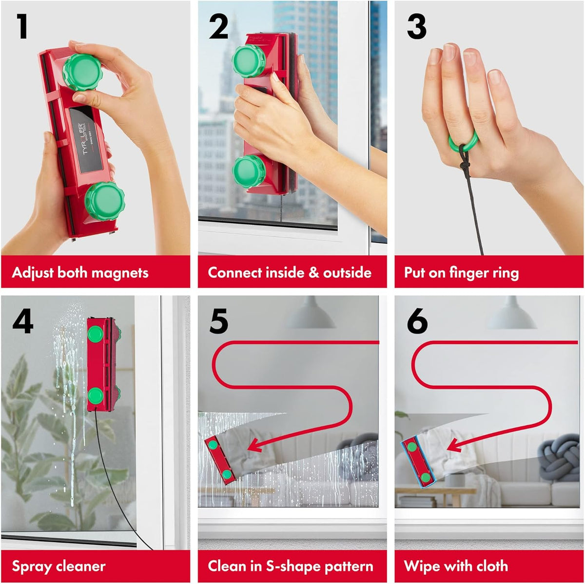Magnetic Window Cleaner with Adjustable Force Control, Double-Sided T957