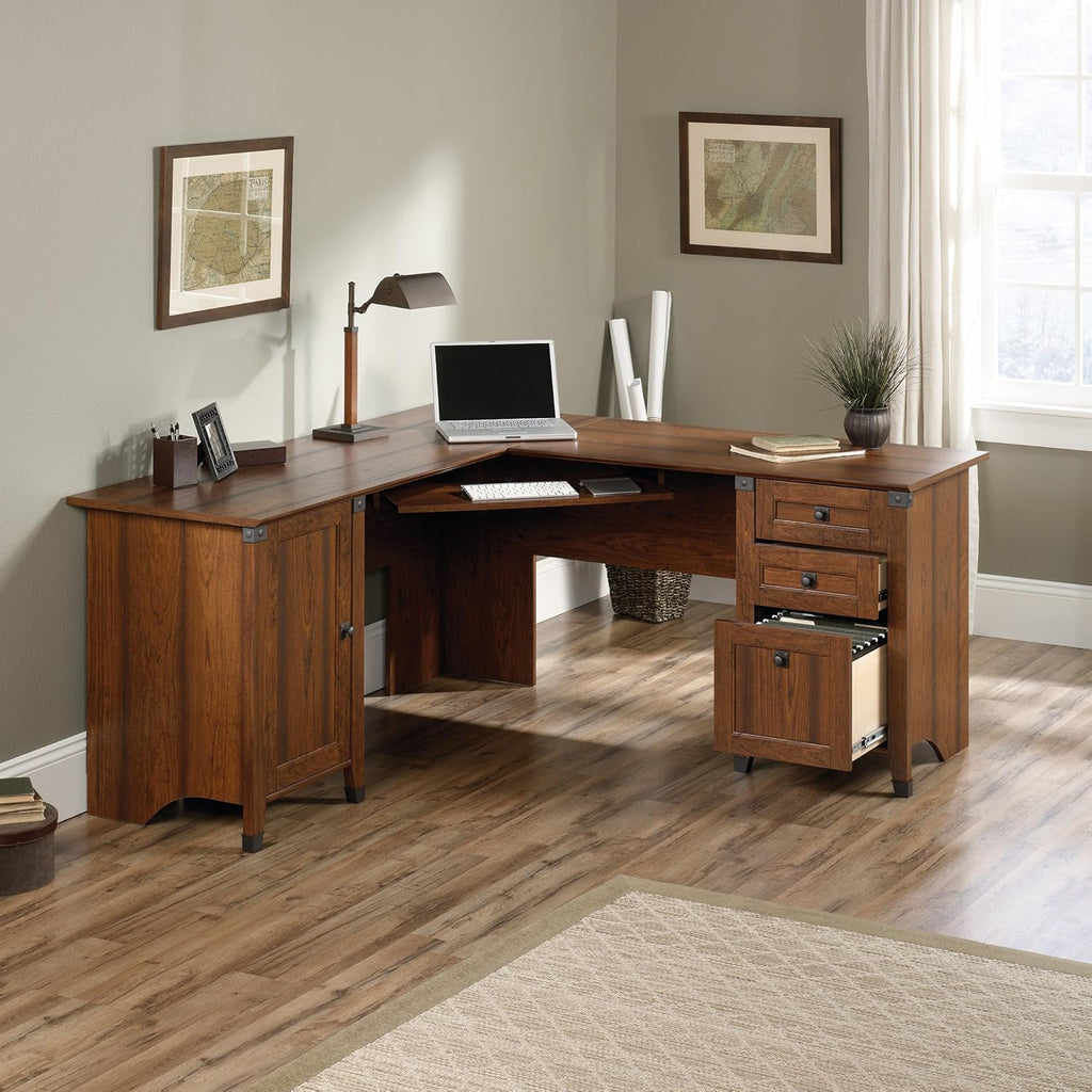 Corner Computer Desk, Washington Cherry finish F914414