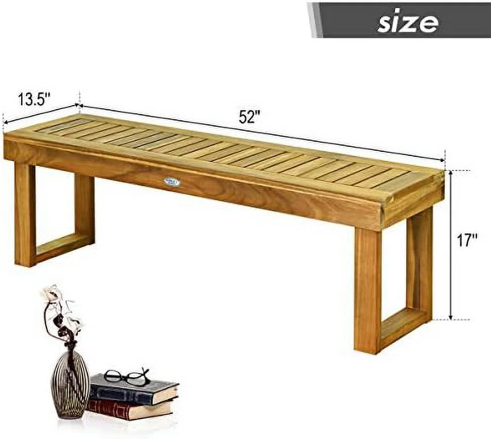 52 Inches Acacia Wood Backless Patio Bench I651030