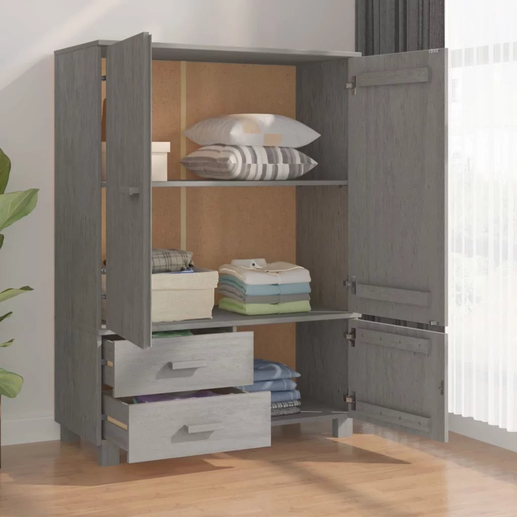 Light Gray Solid Wood Pine Wardrobe E12101