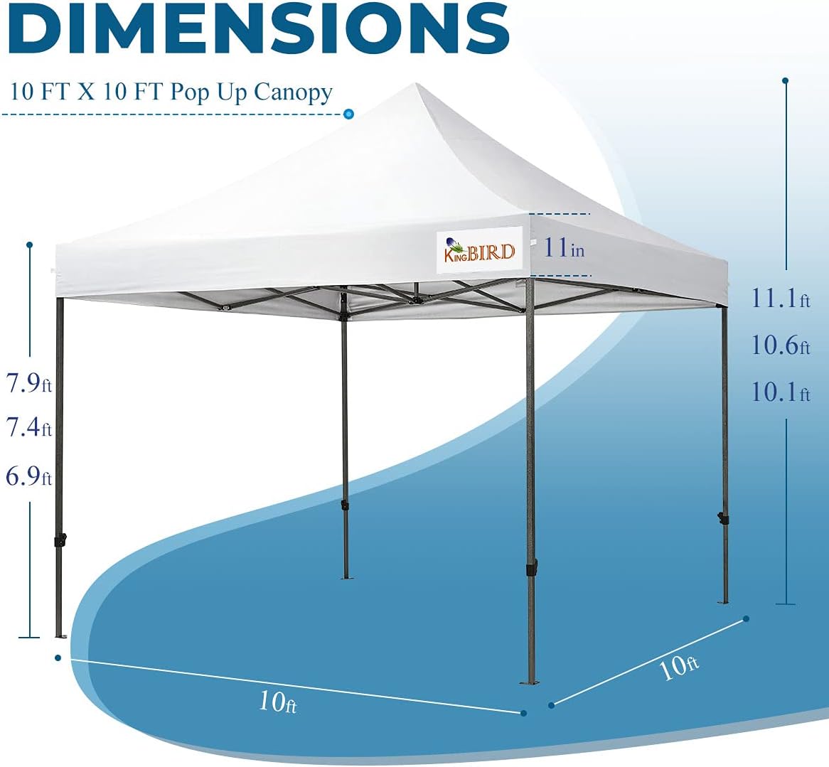 10'x10' Heavy Duty Waterproof Pop Up Canopy Tent with Roller Bag N1526