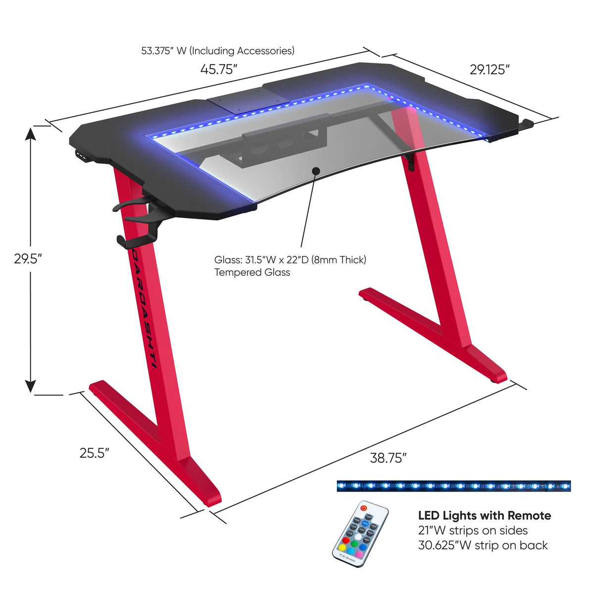 Ruby Red Gaming Desk G1093