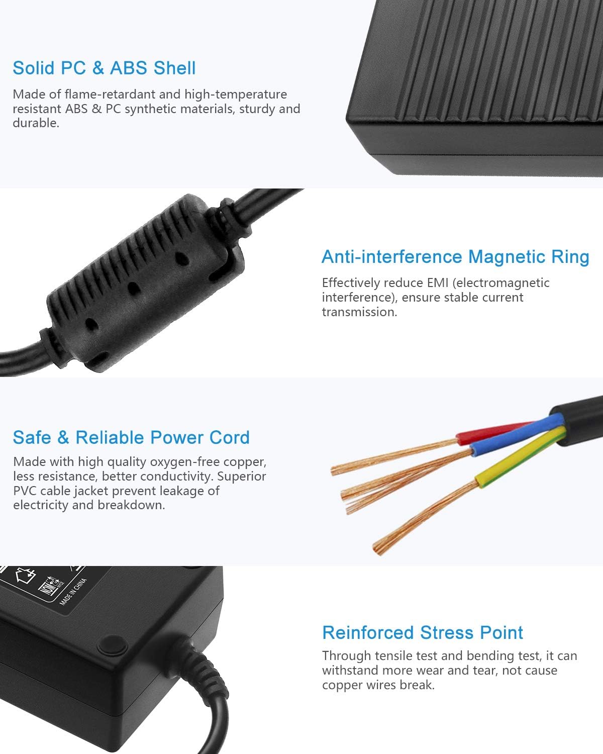 12V 10A Power Supply Adapter 120W Converter 5.5x2.5mm Plug Pack of 5 V93347