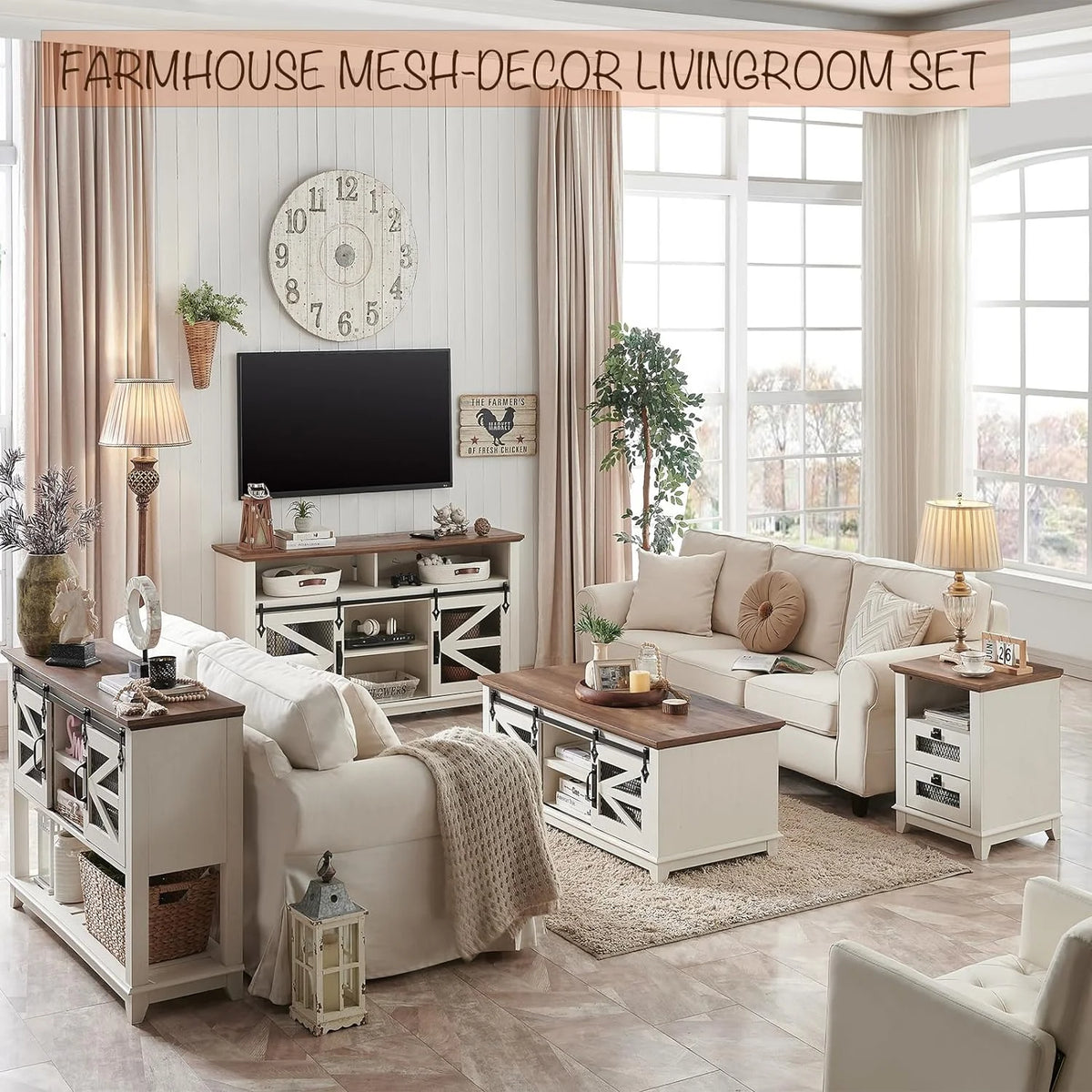 Antique White TV Stand R4342
