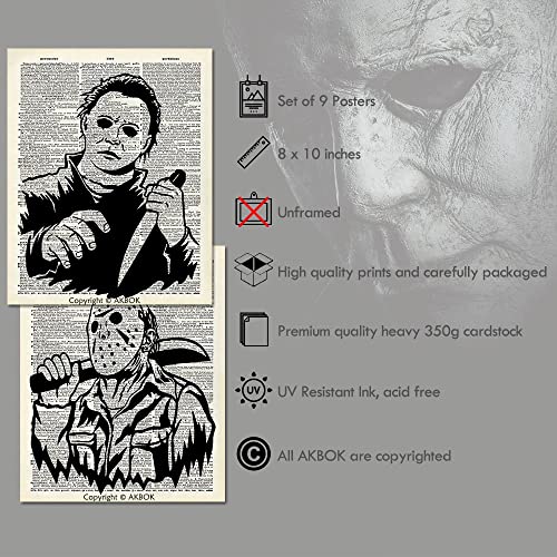 Vintage Horror Movie Newspaper Art Prints 8”X 10” Unframed 9Pcs F13223