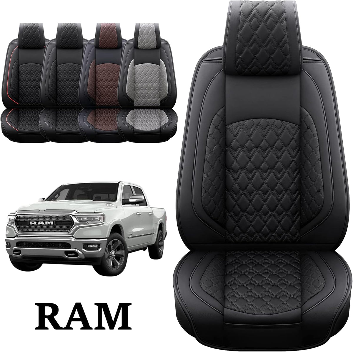 2 Pcs Front Waterproof Synthetic Leather Car Seat Covers U798498