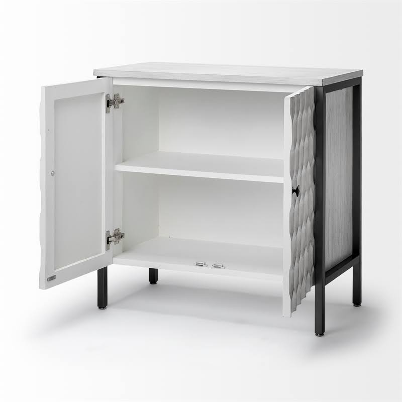 White Wood and Iron 2 Door Cabinet S9077