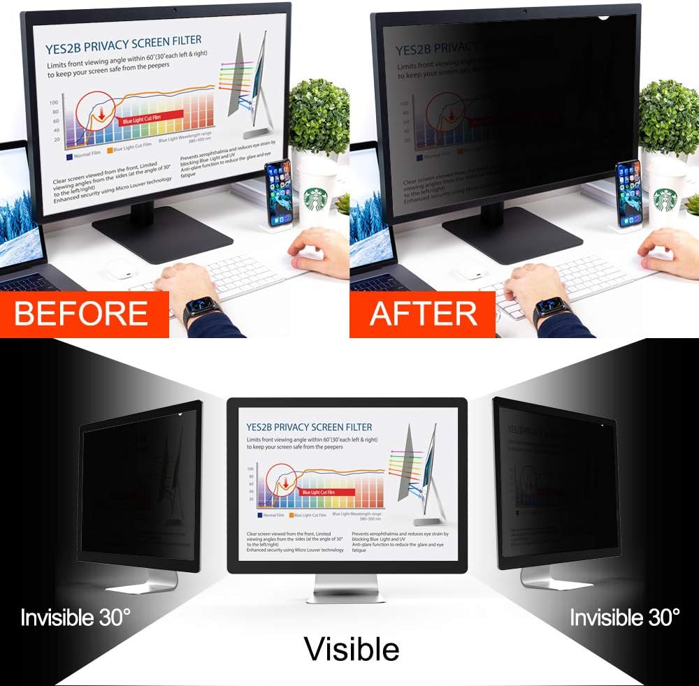 23 Inch Monitor Privacy Screen Filter for 16:9 Widescreen Display, Pack of 2 A12376