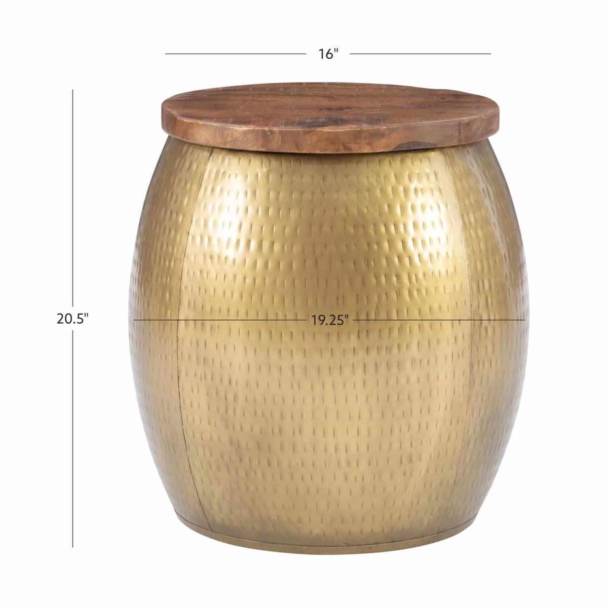 Gold Metal and Wood Storage Side Table T703750