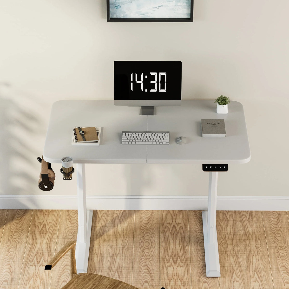 Electric Height Adjustable Standing Desk, 43 inch White R91068