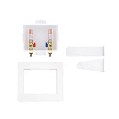 White 1/2 inch Crimp PEX Washing Machine Outlet Box with Hammer Arrestors K721