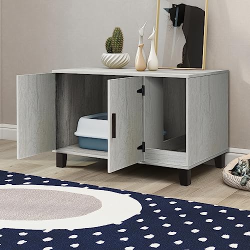 Pine Wooden Cat Litter Box Enclosure K89551