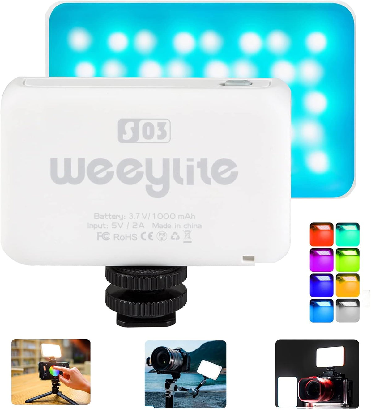 Portable LED Video Light Panel, 3300K-5600K On-Camera Photography Lighting Kit R9205