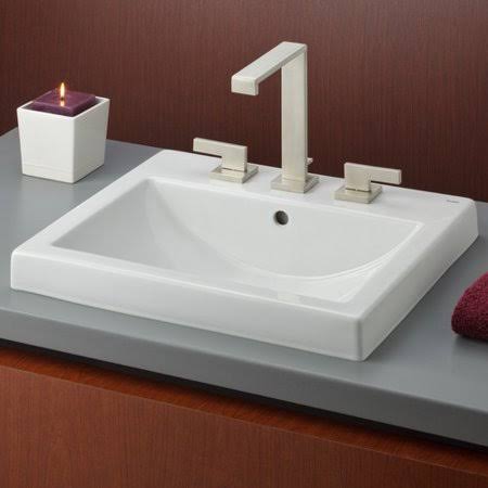 Vitreous China Rectangular Drop-In Bathroom Sink with Overflow Z6615