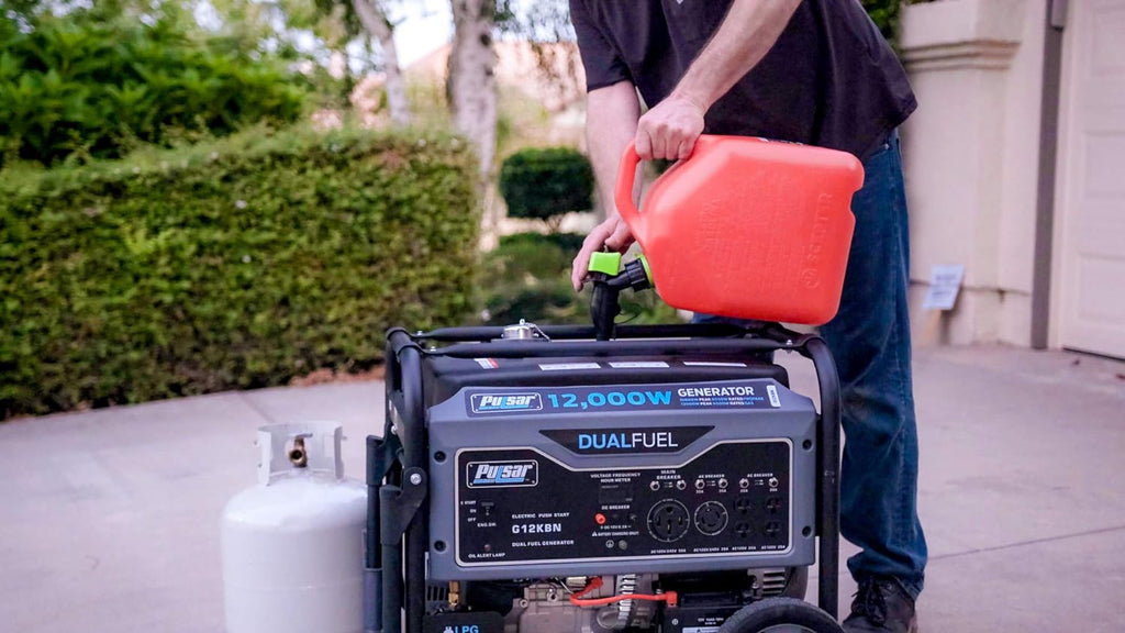Heavy Duty Portable Dual Fuel Generator - 9500 Rated Watts & 12000 Peak Watts - Gas & LPG - Electric Start L366