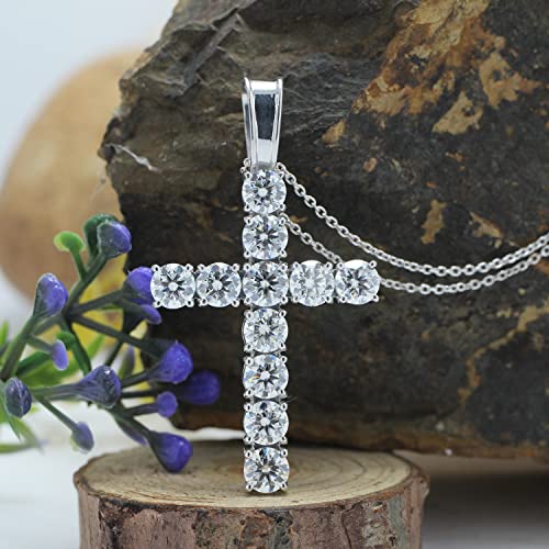 1/3 Round Cut Lab Created Moissanite Diamond Cross Tennis Pendant Necklace 14k Gold Over Sterling Silver Jewelry With 18" Chain E89419